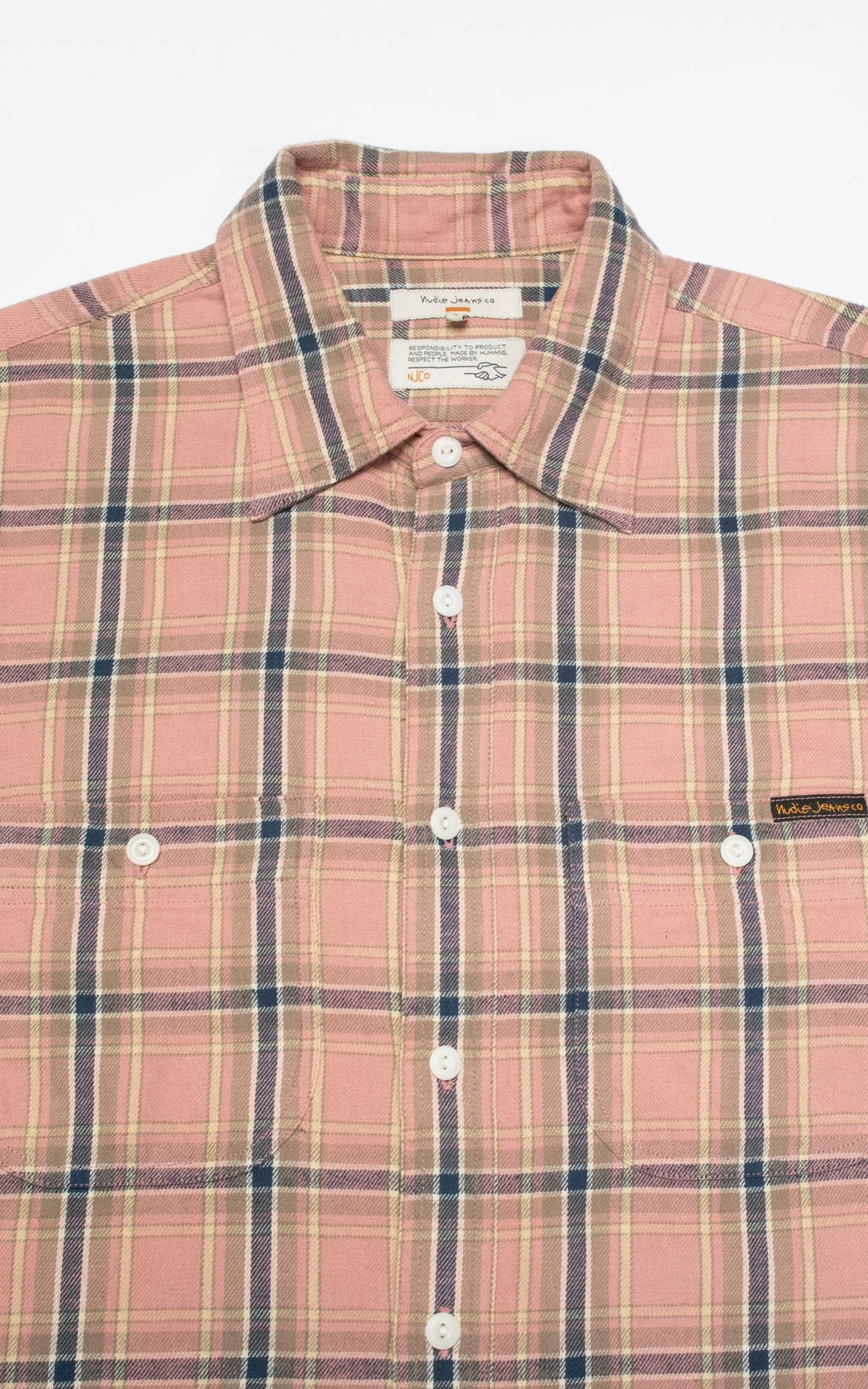 Nudie Jeans Julian Worker Shirt Checked Pink - Image 3