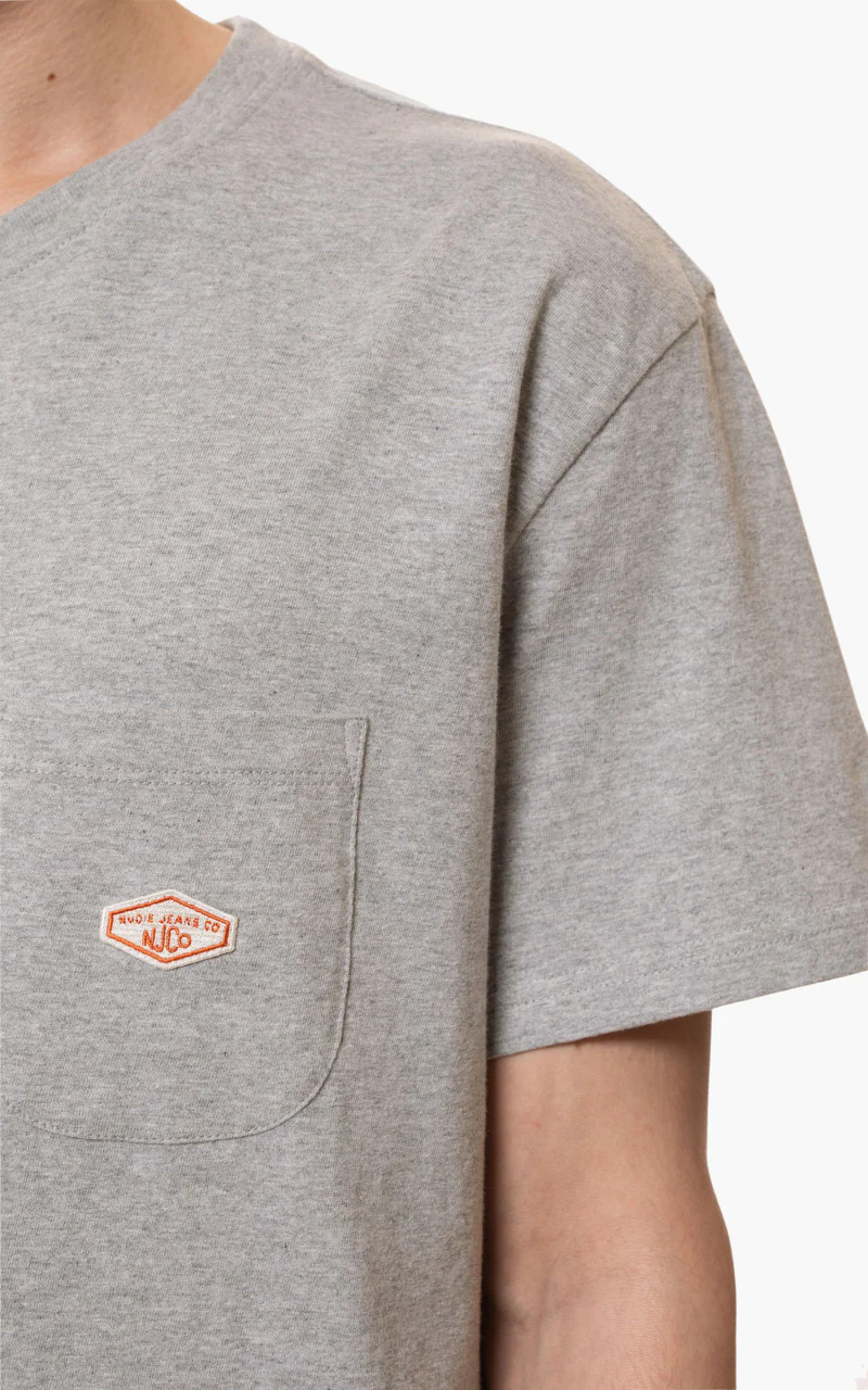 Nudie Jeans Leffe Pocket Tee Greymelange - Image 3