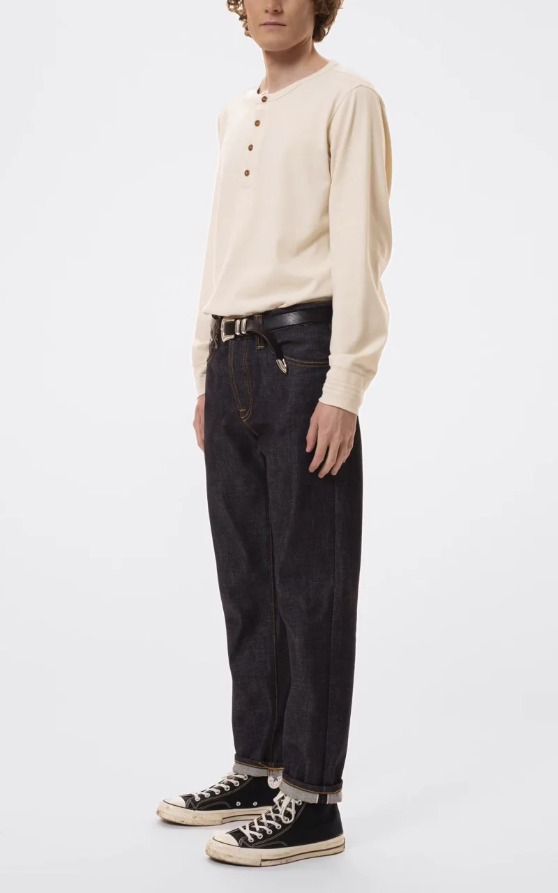Nudie Jeans LS Henley Ecru - Image 2