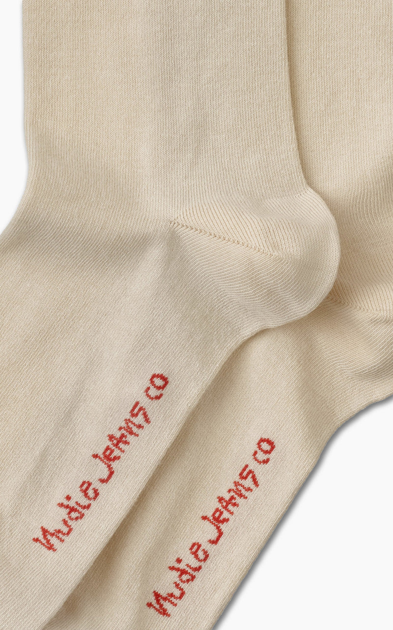 Nudie Jeans Olsson Stay Golden Socks Cream - Image 3