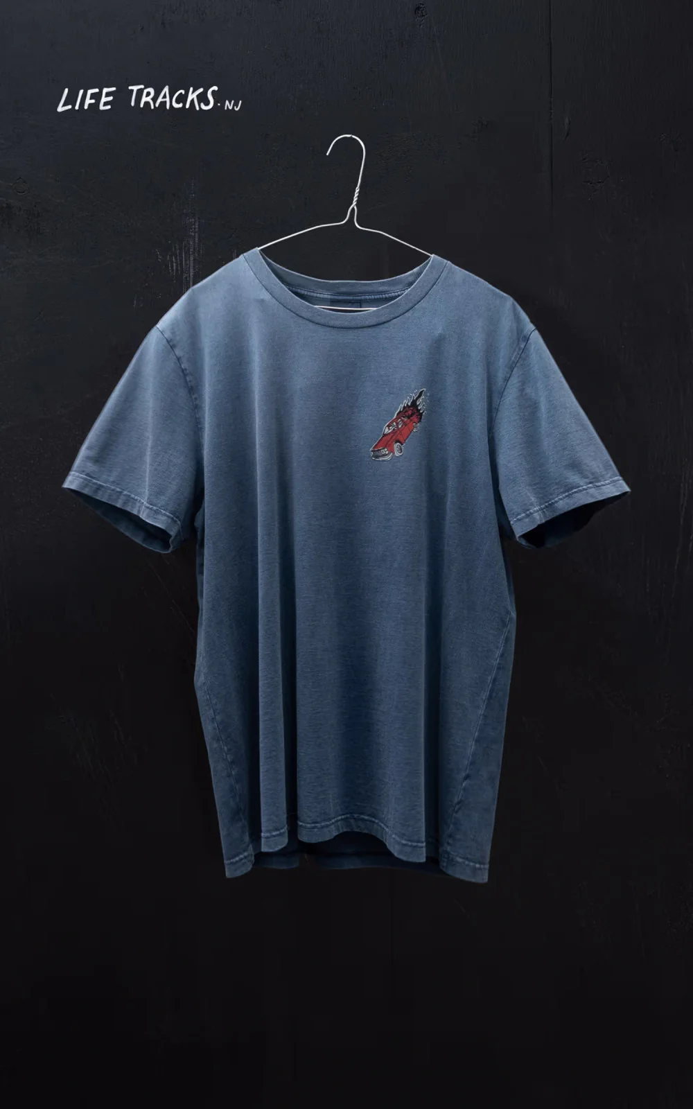 Nudie Jeans Roy Basement Tracks T-Shirt Blue - Image 3
