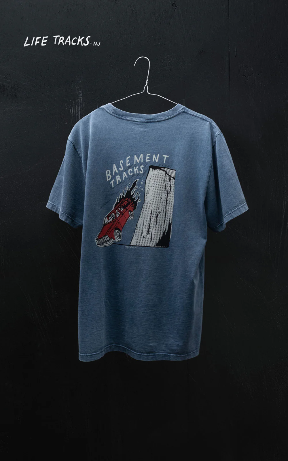 Nudie Jeans Roy Basement Tracks T-Shirt Blue - Image 4