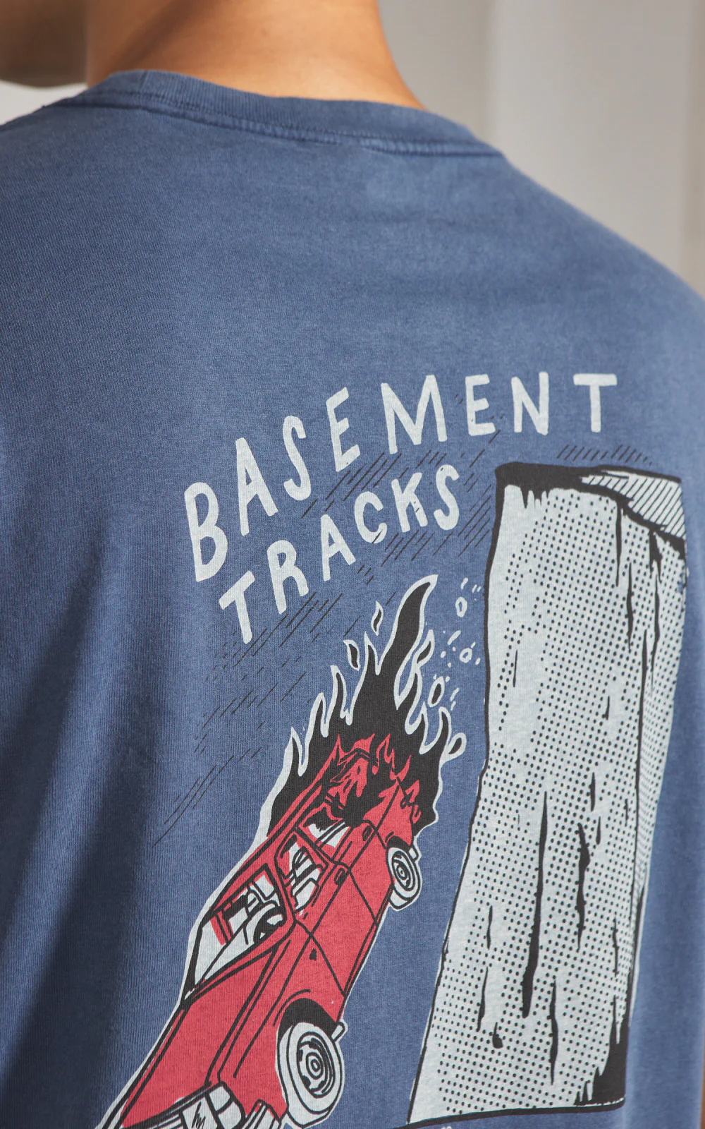Nudie Jeans Roy Basement Tracks T-Shirt Blue - Image 9