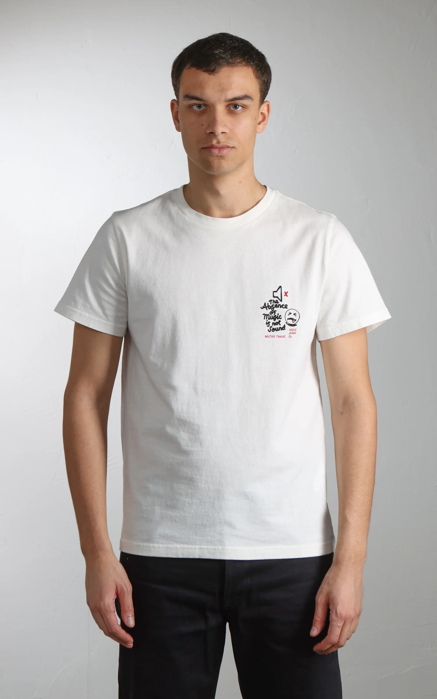 Nudie Jeans Roy Muted Tracks T-Shirt Chalk White - Image 3