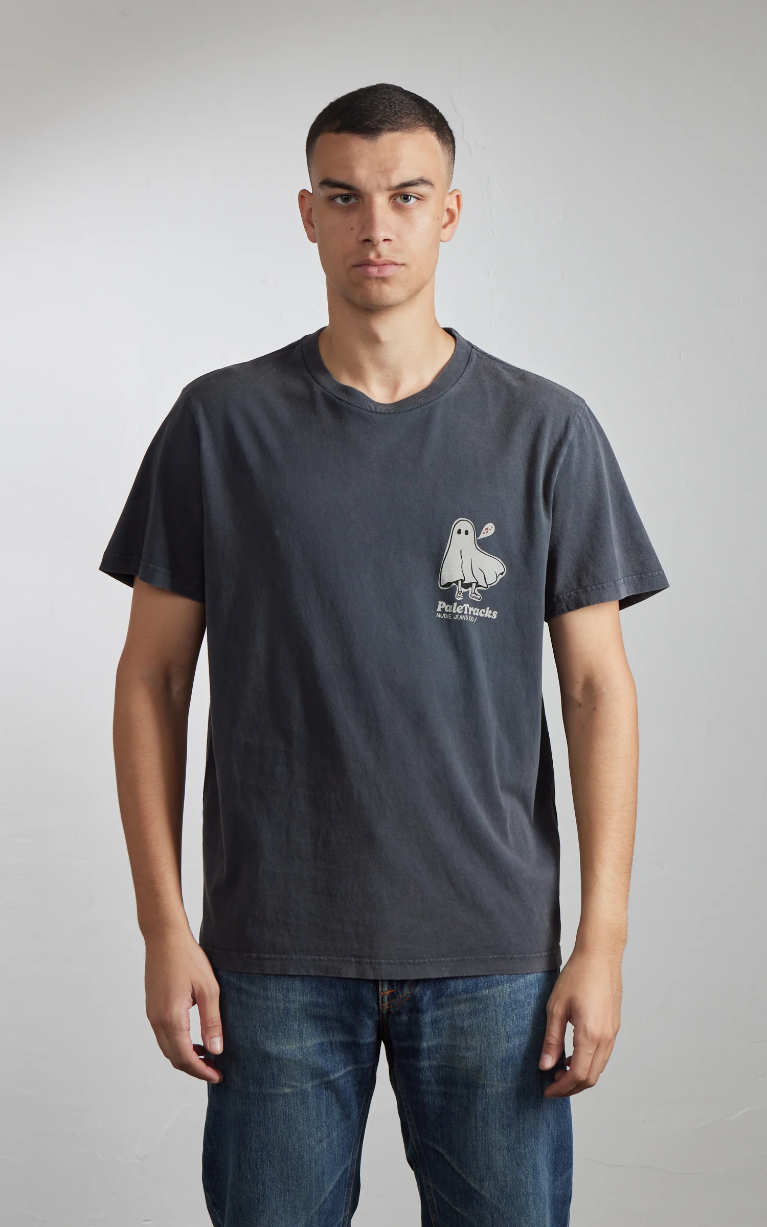 Nudie Jeans Roy Pale Tracks T-Shirt Antracite - Image 2