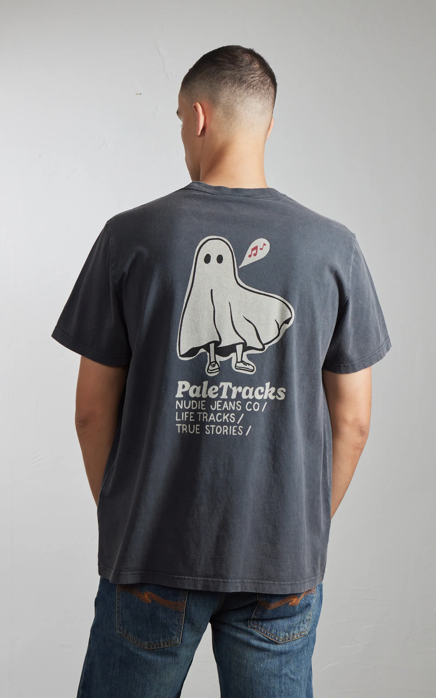 Nudie Jeans Roy Pale Tracks T-Shirt Antracite - Image 5