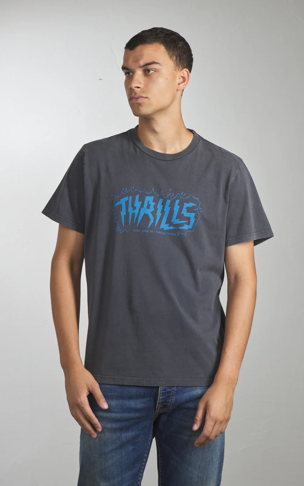 Nudie Jeans Roy Thriller Tracks T-Shirt Antracite - Image 5