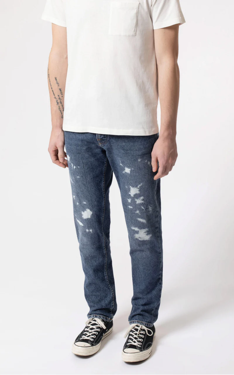 Nudie Jeans Steady Eddie II Stitched Blue - Image 3