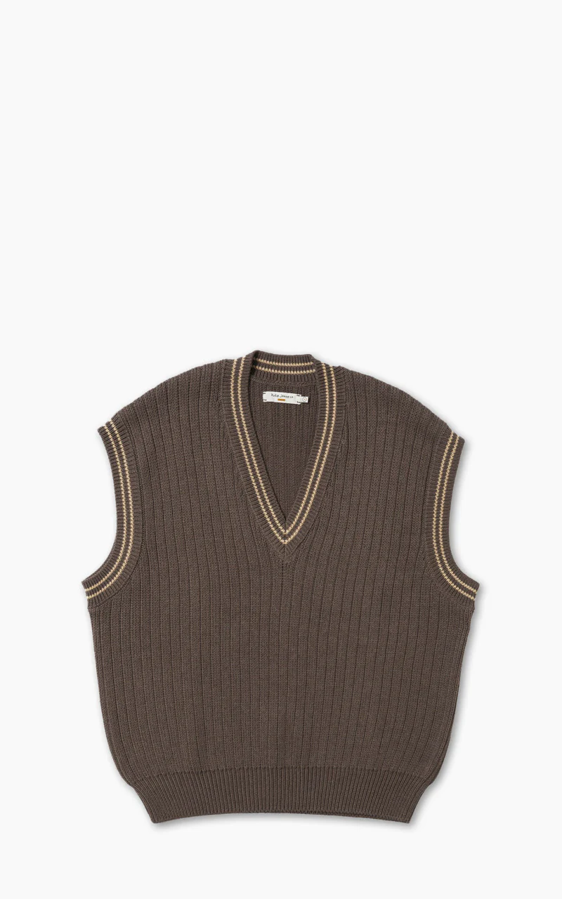 Nudie Jeans Sverre Knitted Vest Brownmelange