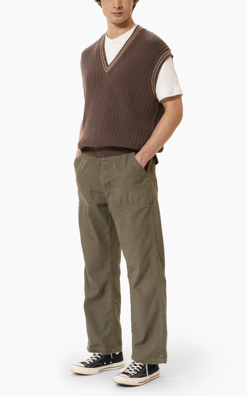 Nudie Jeans Sverre Knitted Vest Brownmelange - Image 4