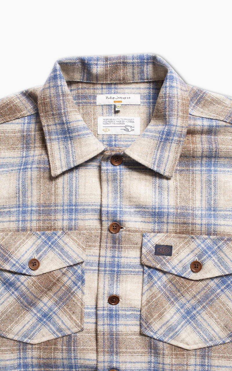 Nudie Jeans Vincent Board Shirt Beige - Image 3