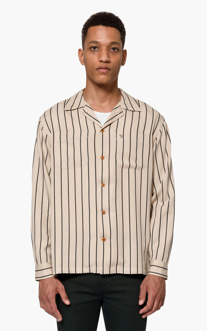 Nudie Jeans Vincent Fluid Stripe Cream - Image 2