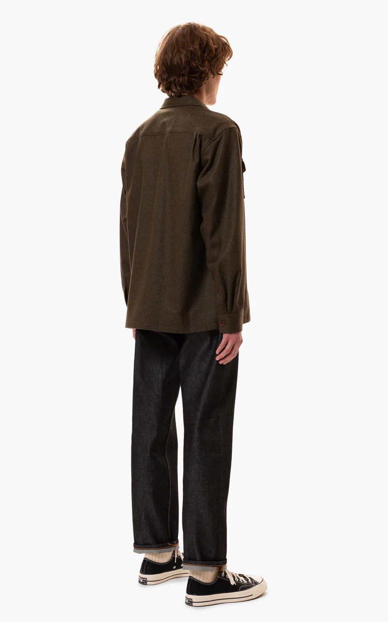 Nudie Jeans Vincent Melange Board Shirt Green Melange - Image 4