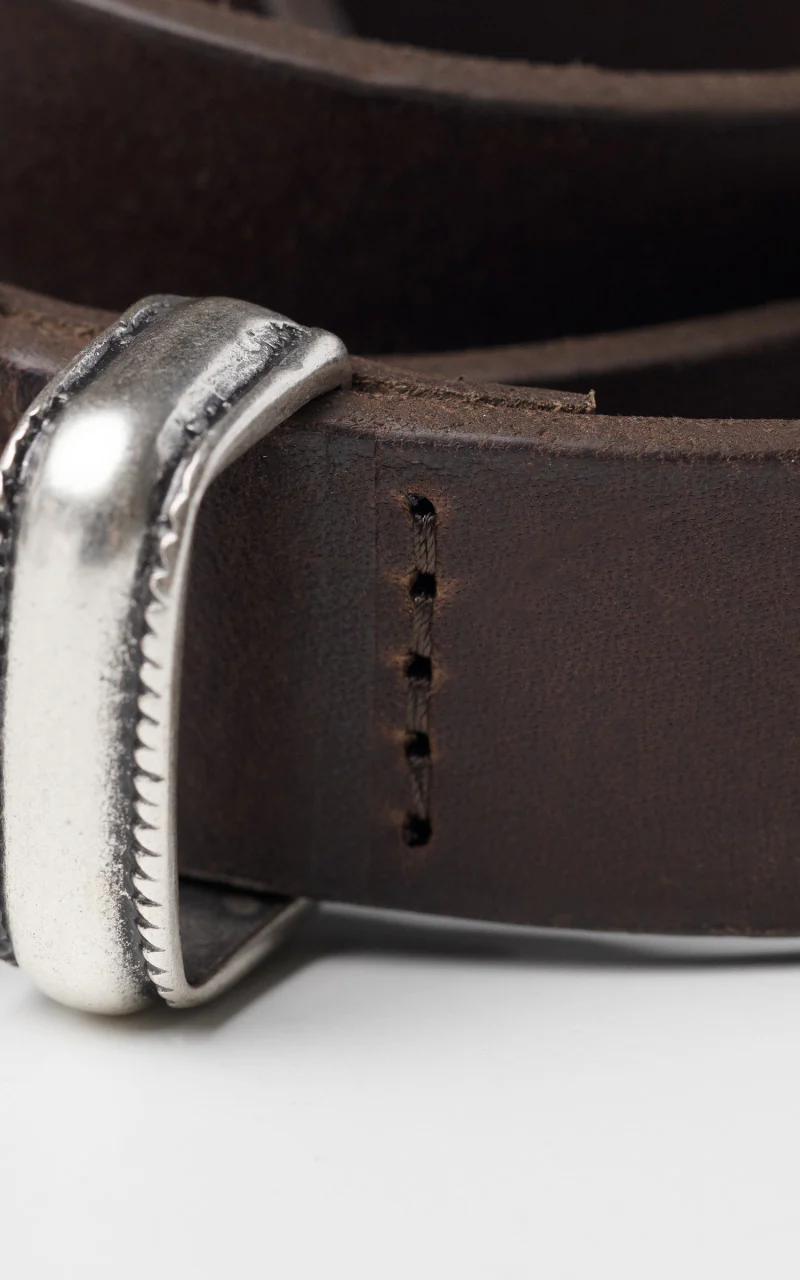 Nudie Jeans Western Silver Belt Dark Brown - Image 3
