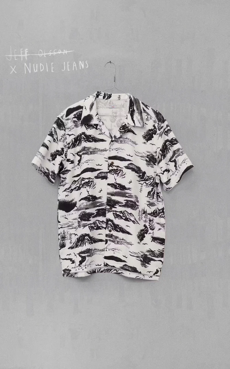 Nudie Jeans x Jeff Olsson Arvid Jeff Hawaii Shirt Ecru