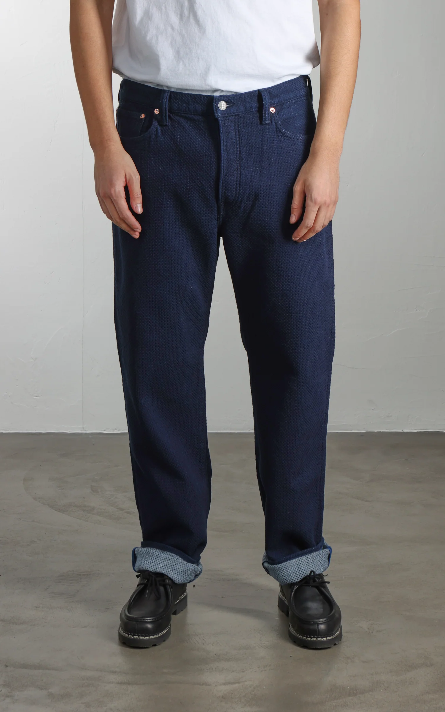 Omoto Denim 0621 Relax Fit Ori-Zashi Sashiko Pant Indigo - Image 2