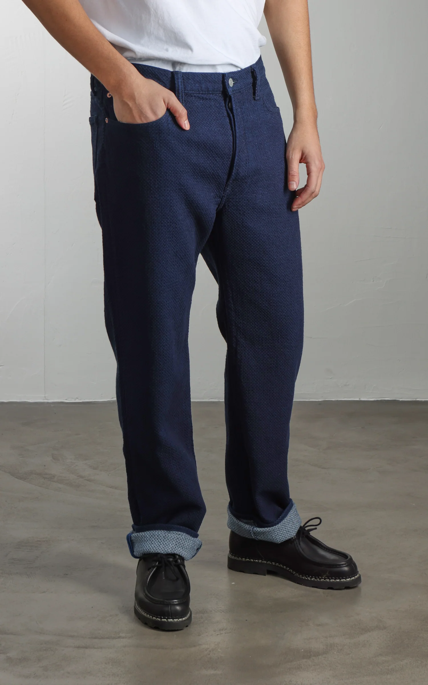 Omoto Denim 0621 Relax Fit Ori-Zashi Sashiko Pant Indigo - Image 3