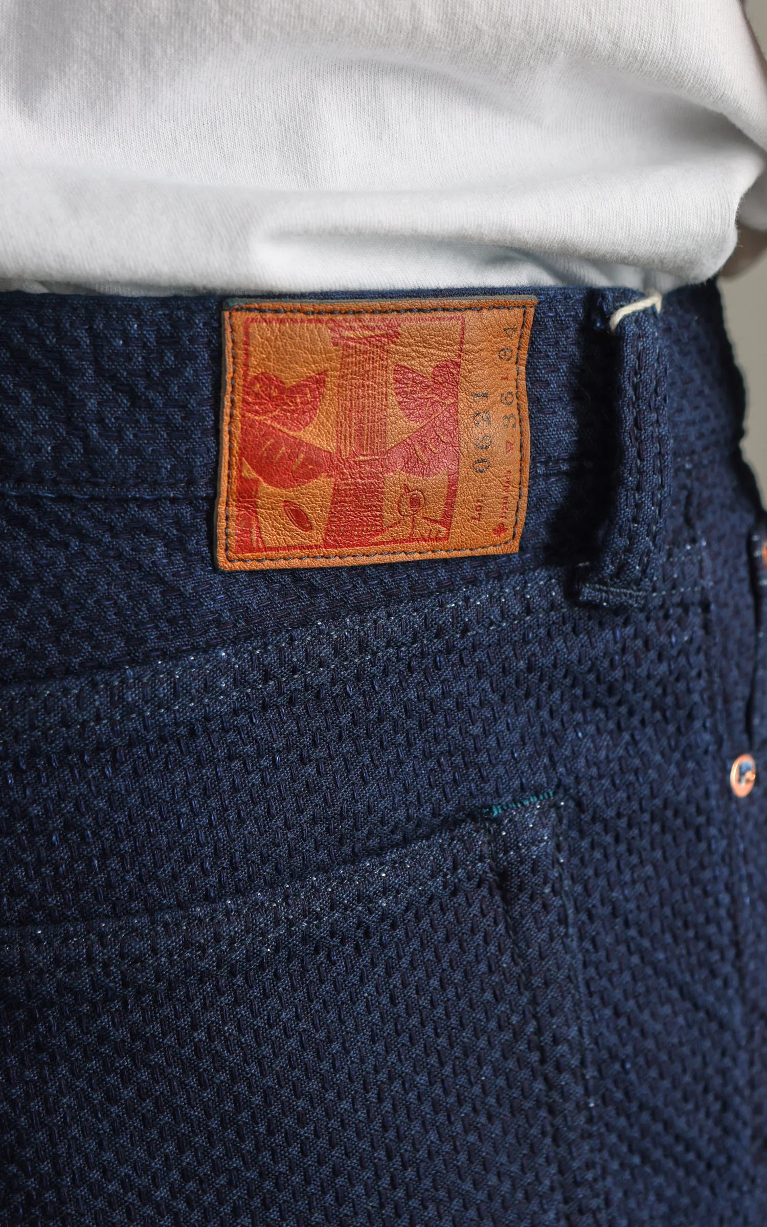 Omoto Denim 0621 Relax Fit Ori-Zashi Sashiko Pant Indigo - Image 5