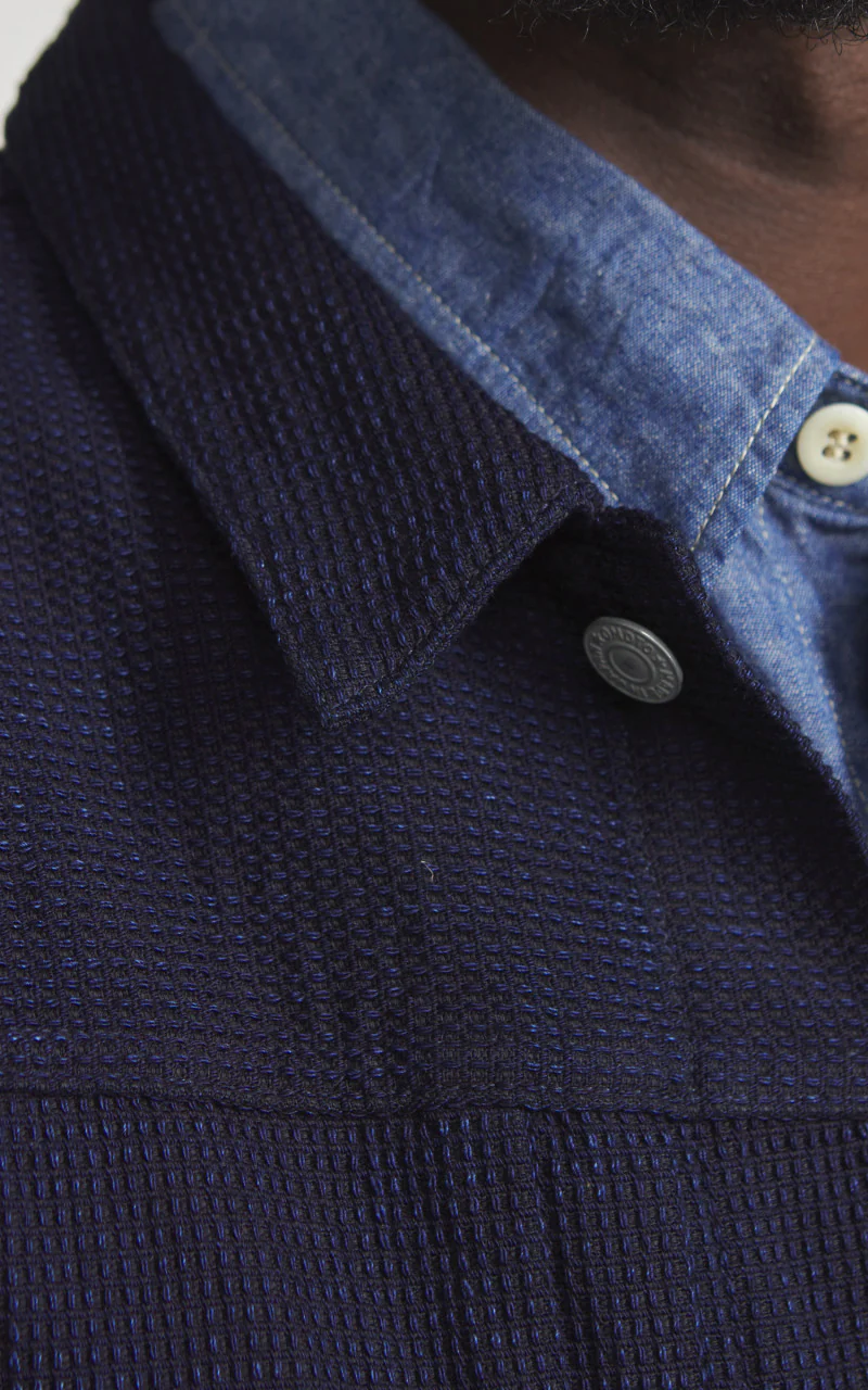 Omoto Denim 3220 Type 2 Cube Sashiko Denim Jacket Indigo 12oz - Image 4