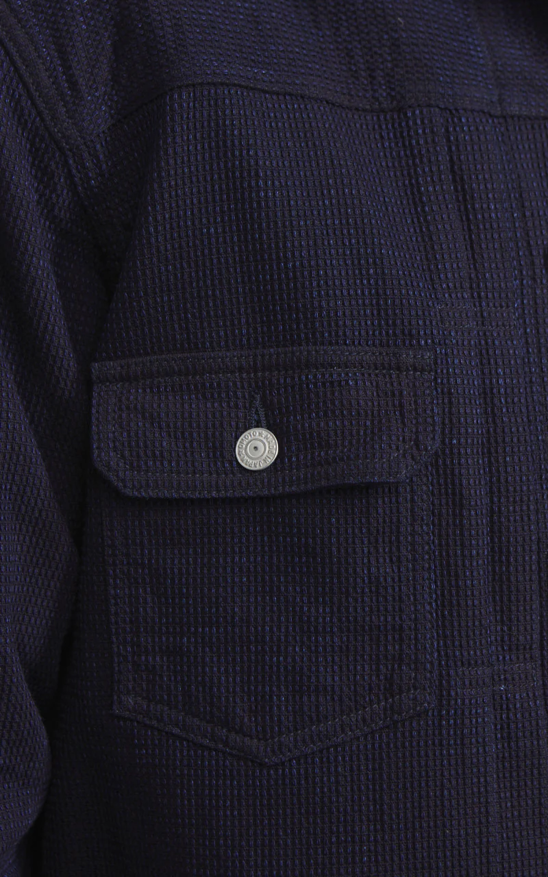 Omoto Denim 3220 Type 2 Cube Sashiko Denim Jacket Indigo 12oz - Image 5