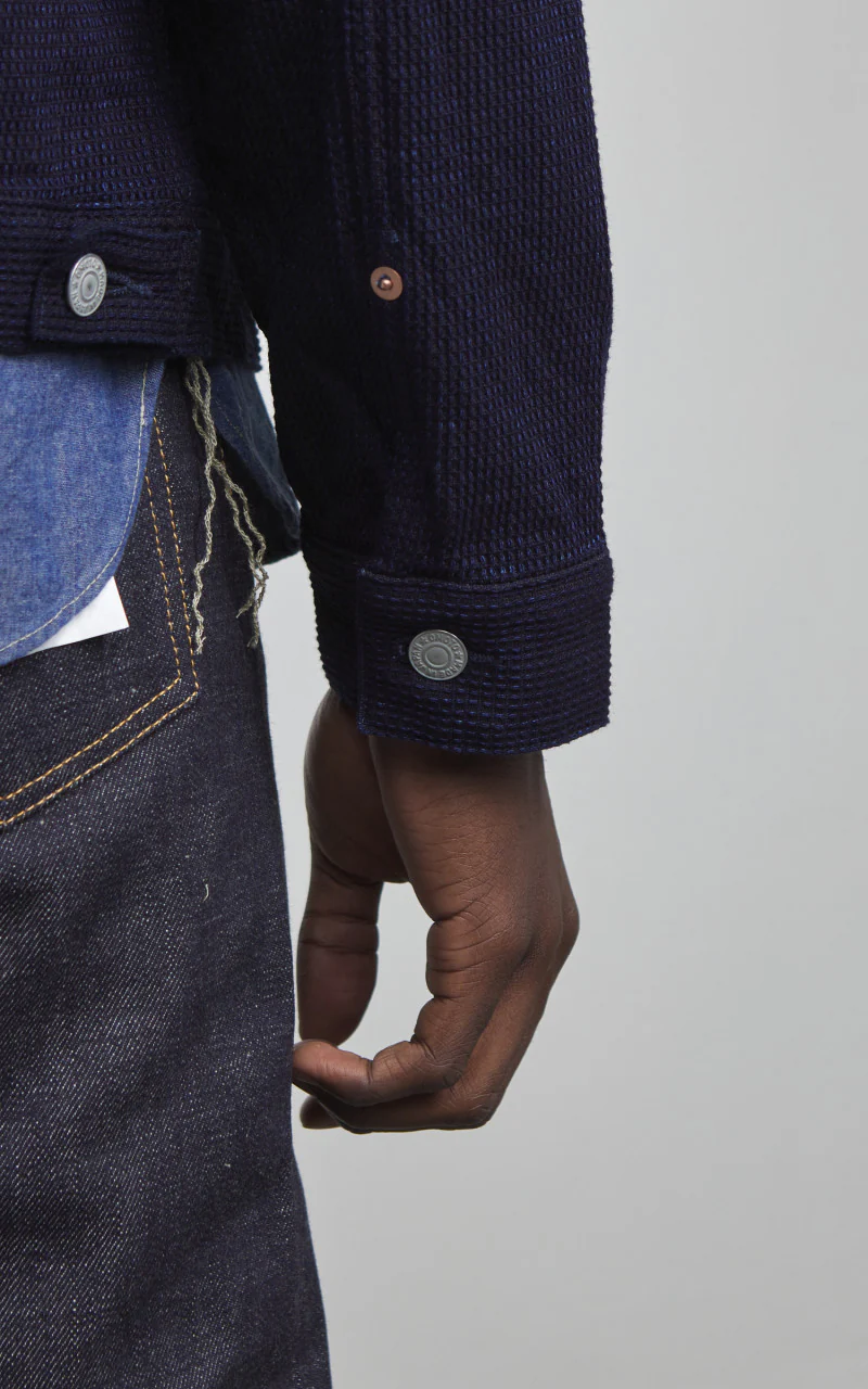 Omoto Denim 3220 Type 2 Cube Sashiko Denim Jacket Indigo 12oz - Image 7