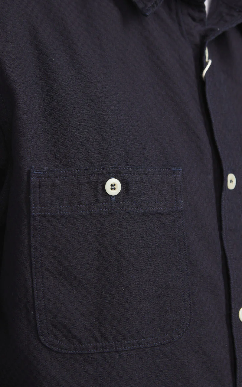 Omoto Denim 5019 Ichimatsu Denim Work Shirt Indigo 8oz - Image 4