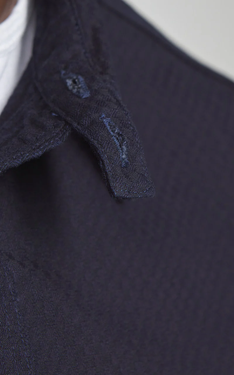 Omoto Denim 5019 Ichimatsu Denim Work Shirt Indigo 8oz - Image 6