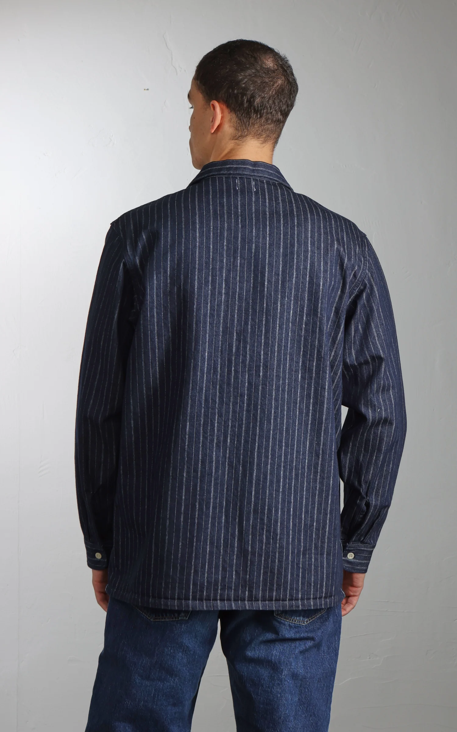 Omoto Denim 5122 Dobby Stripe Shirt Denim Indigo 8oz - Image 6