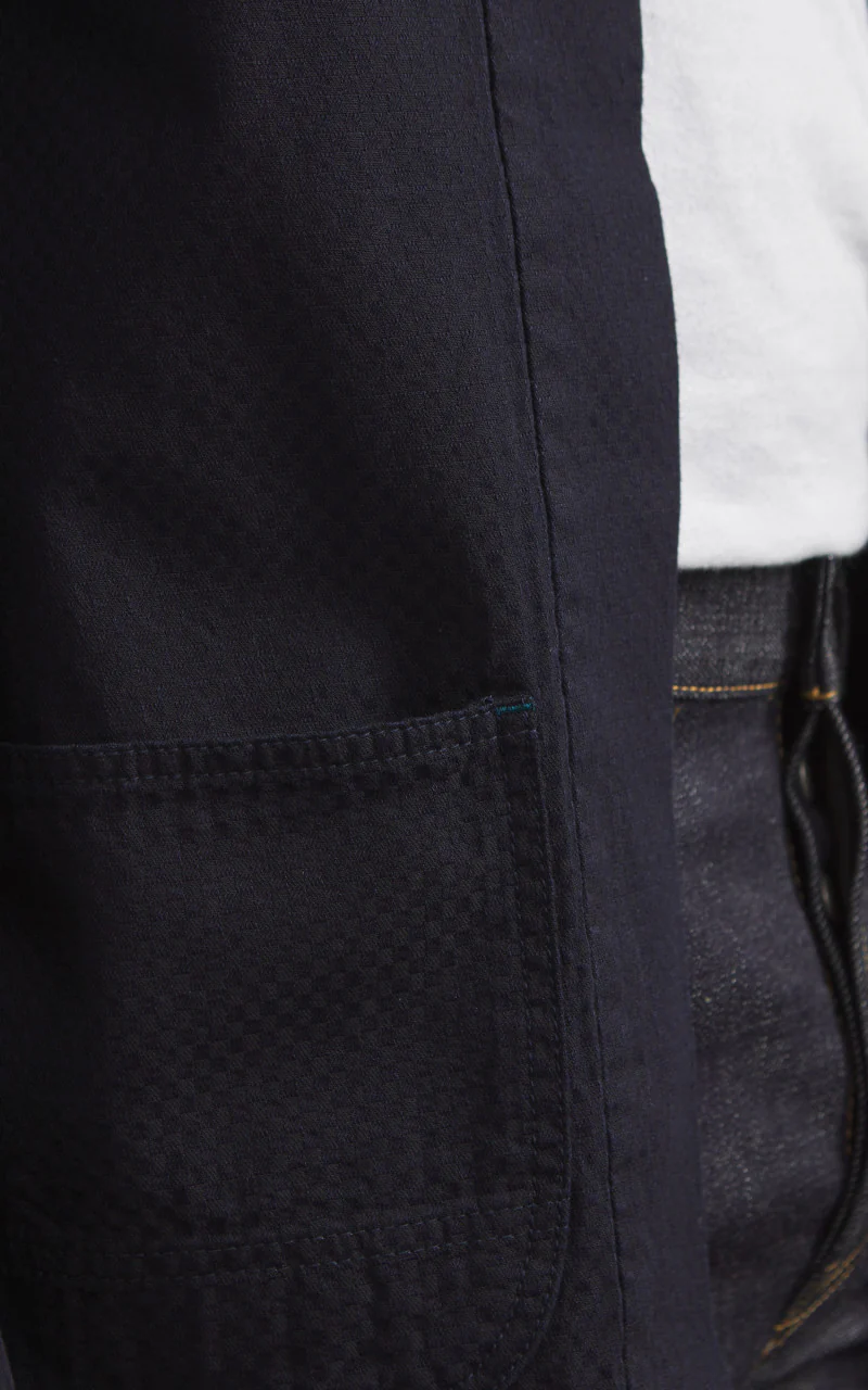 Omoto Denim 8819 Ichimatsu Denim Happi Shirt Indigo 8oz - Image 6