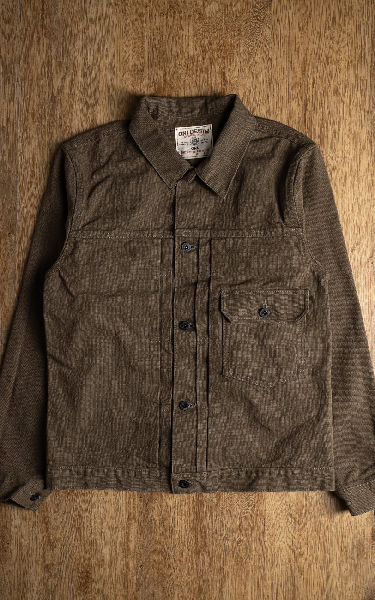ONI Denim 01507L-HOX-OLB Type I Jacket Sulfur Dyed Heavy Oxford Olive Brown 13oz - Image 7