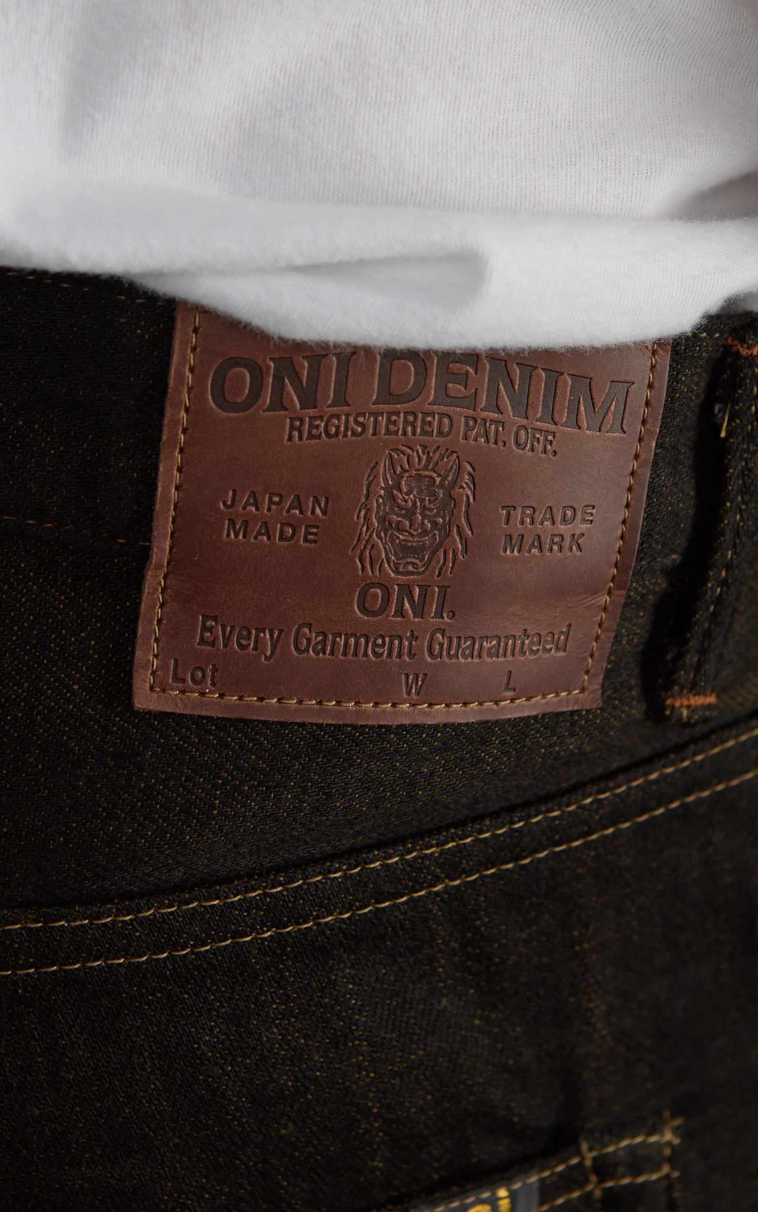 ONI Denim 222-BKOL Super Wide Straight Black x Olive 12oz - Image 5