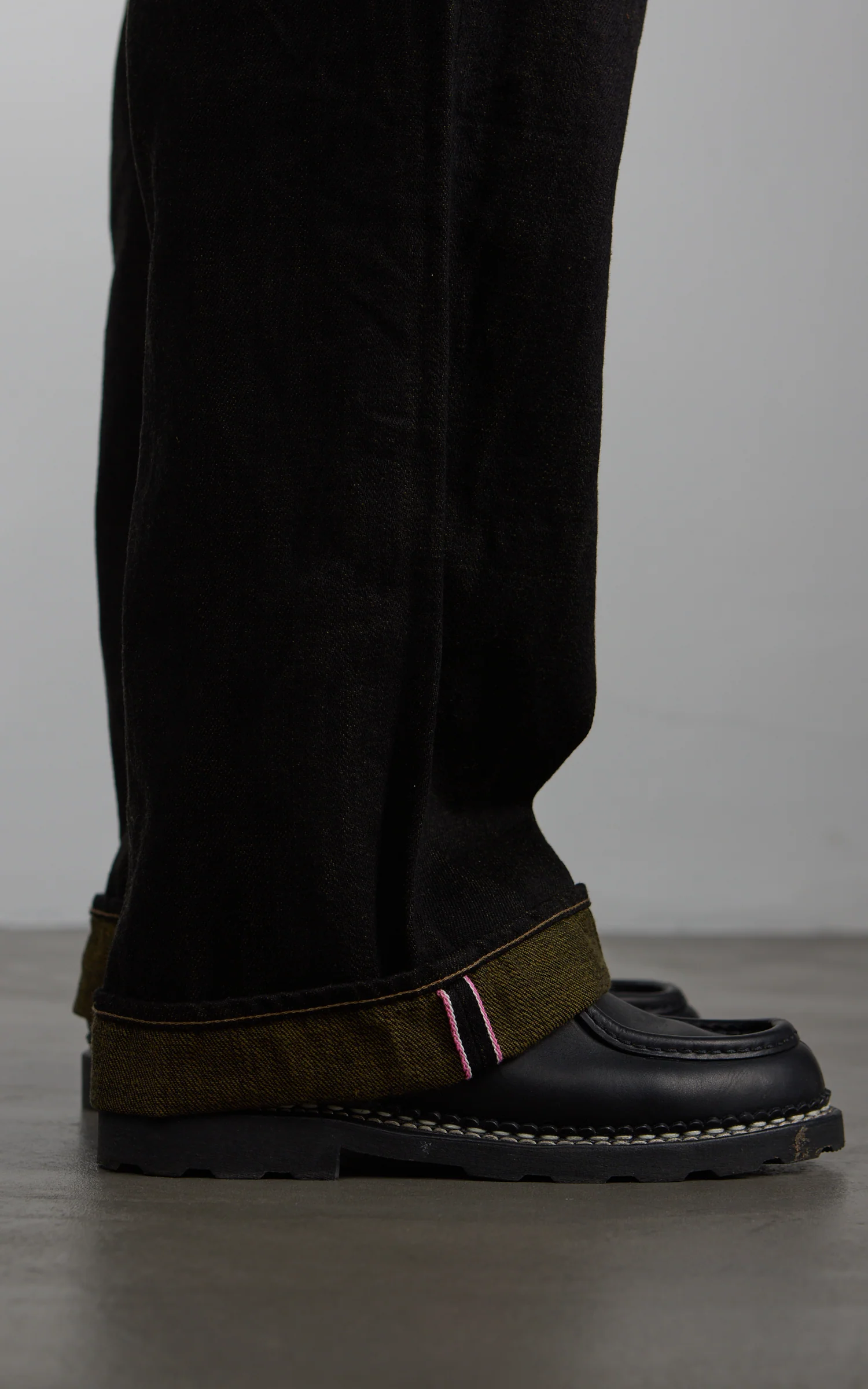 ONI Denim 222-BKOL Super Wide Straight Black x Olive 12oz - Image 6