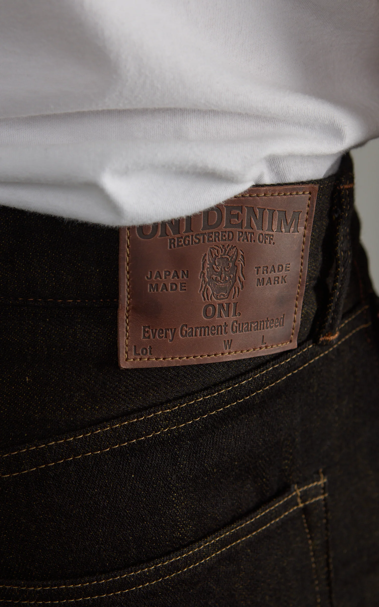 ONI Denim 246-BKOL Neat Straight Black x Olive 12oz - Image 4