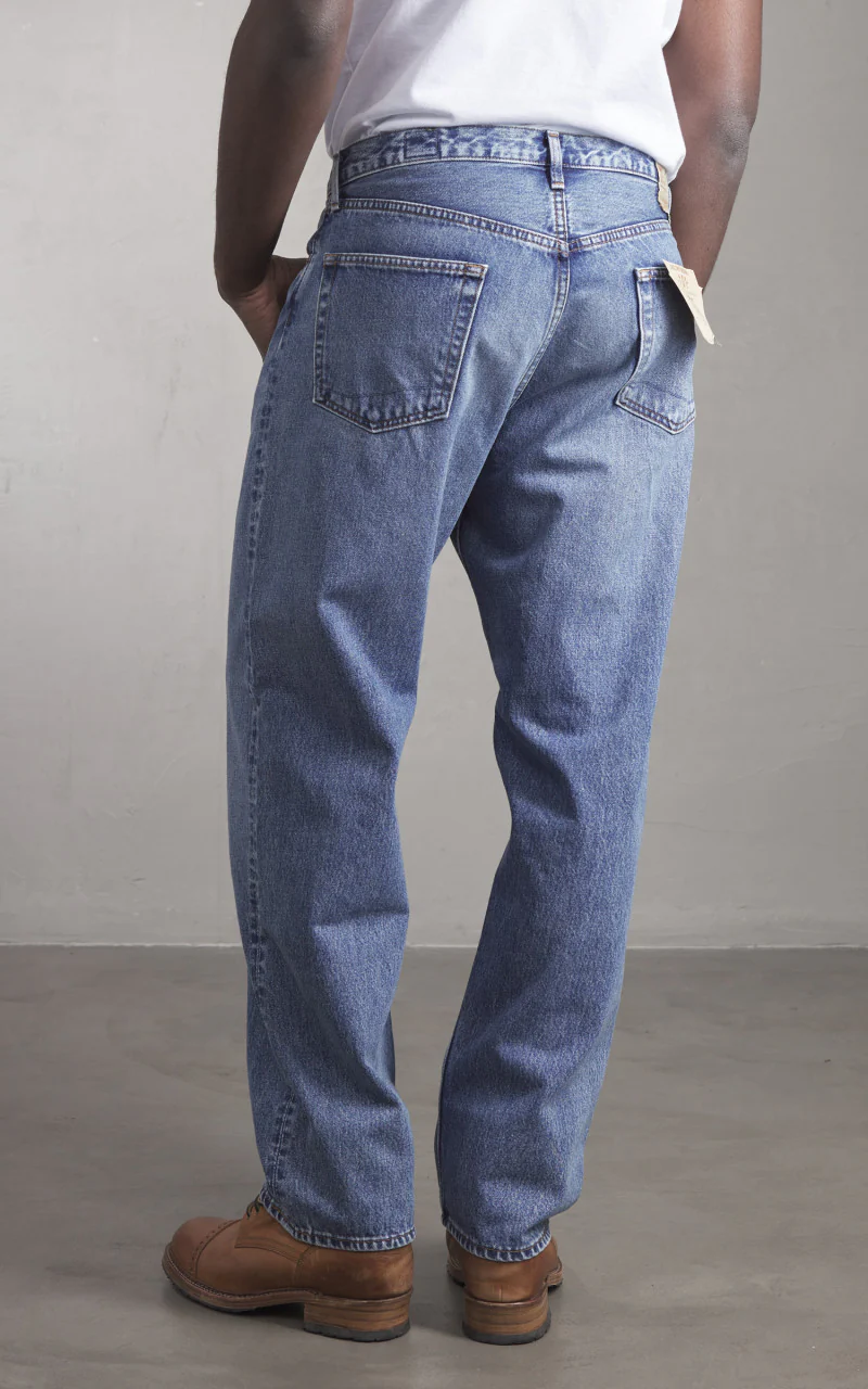 OrSlow 101 Dads Fit Denim Pants Stonewashed Blue - Image 3