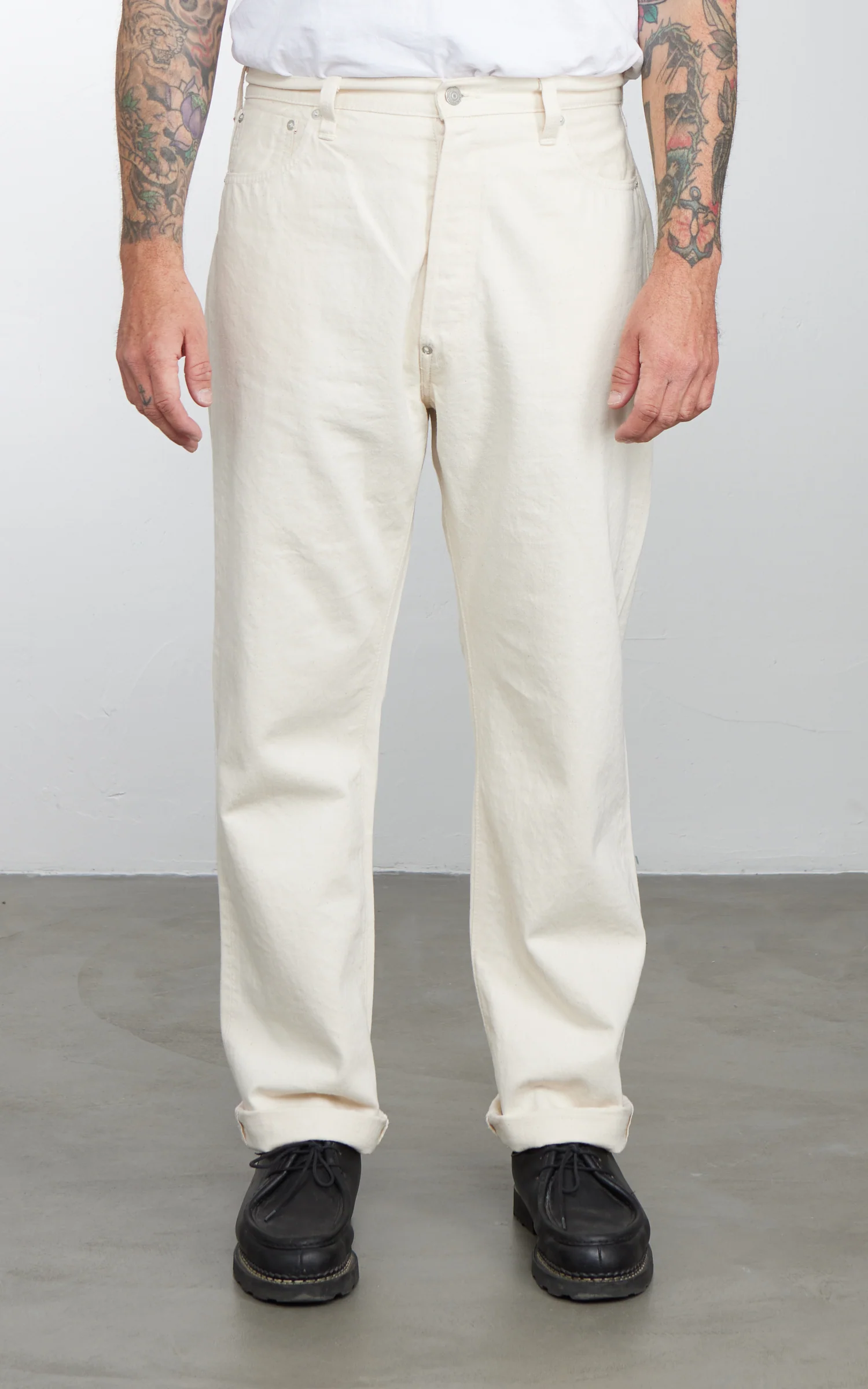 Orslow 101 Grand Dads Fit Denim Pants Ecru One Wash - Image 2