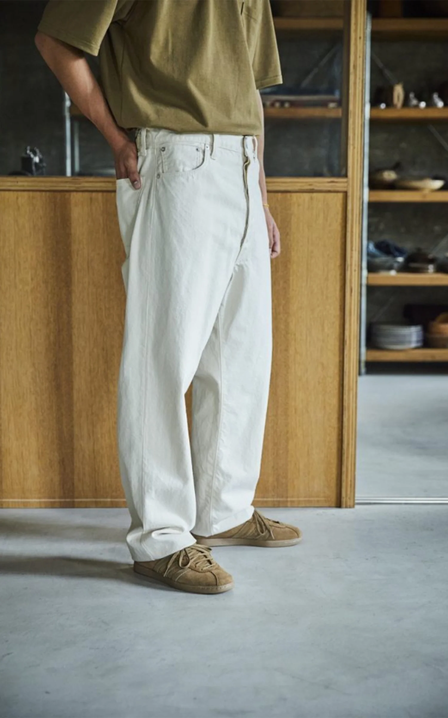 Orslow 101 Grand Dads Fit Denim Pants Ecru One Wash - Image 7