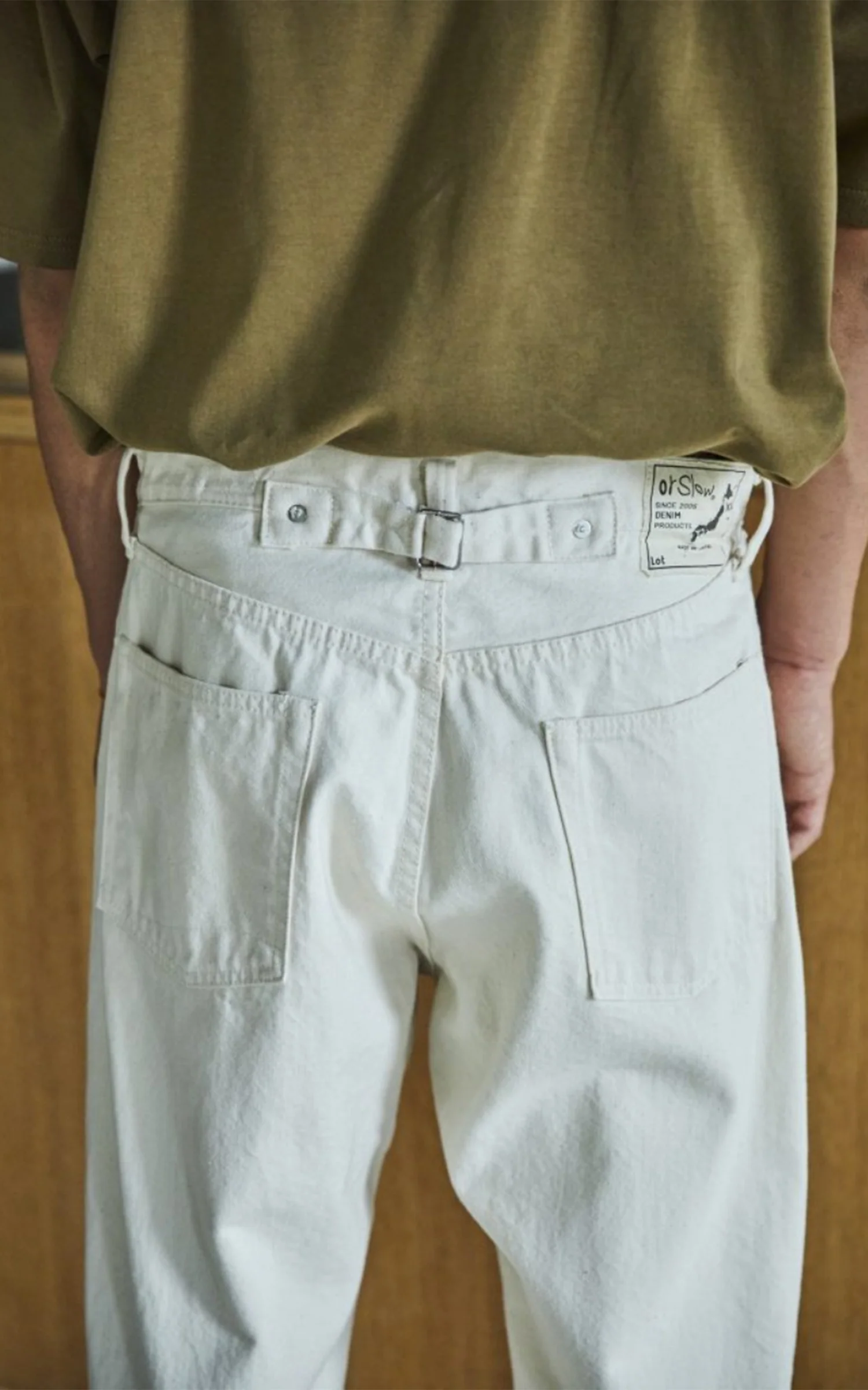 Orslow 101 Grand Dads Fit Denim Pants Ecru One Wash - Image 9