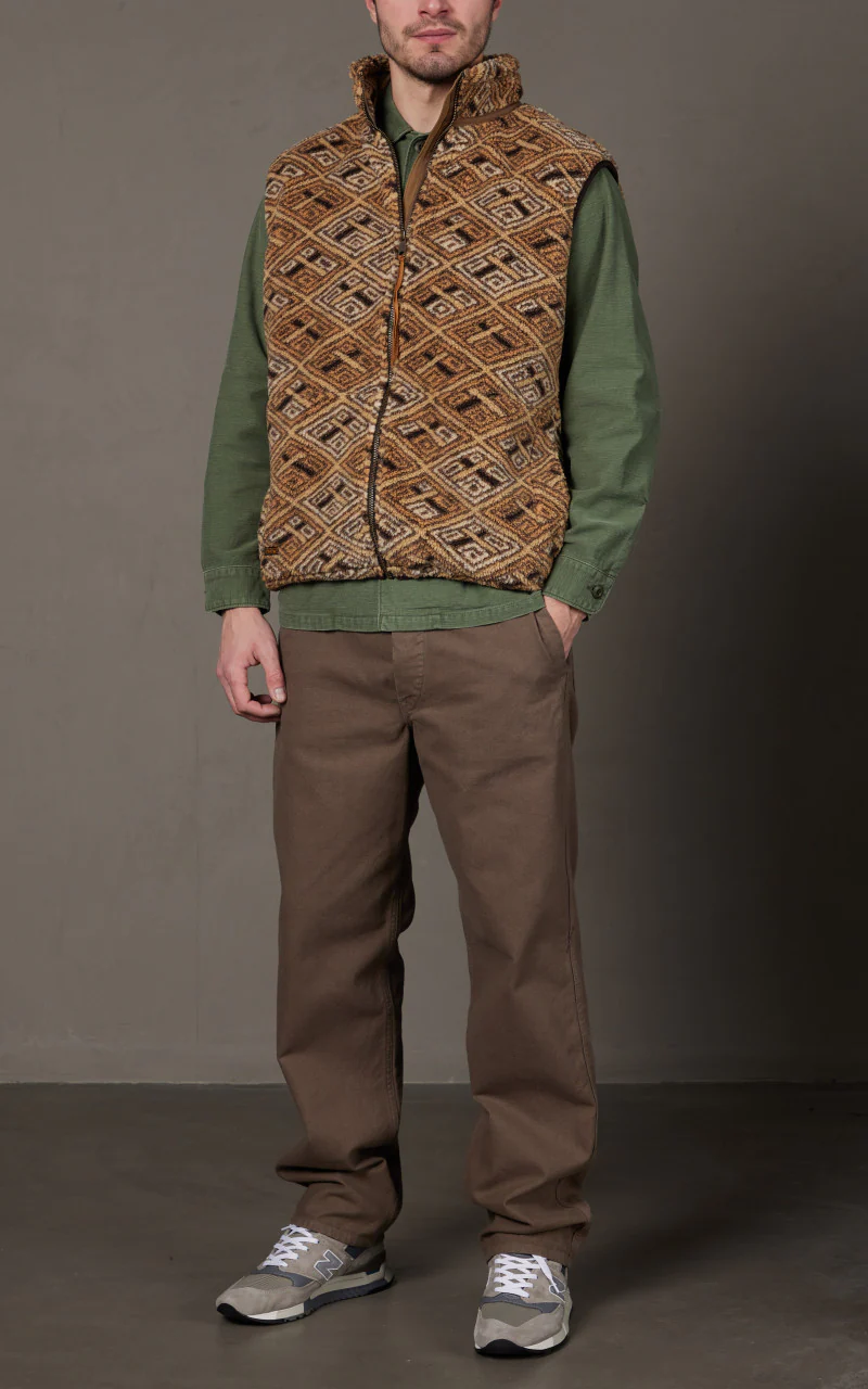 OrSlow African Pattern Boa Fleece Vest Multi - Image 2