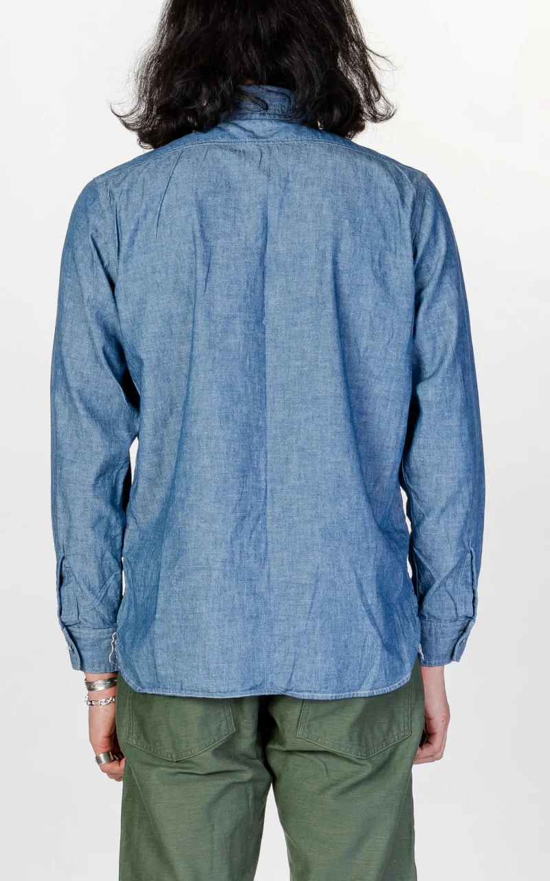 OrSlow Chambray Work Shirt Blue - Image 5