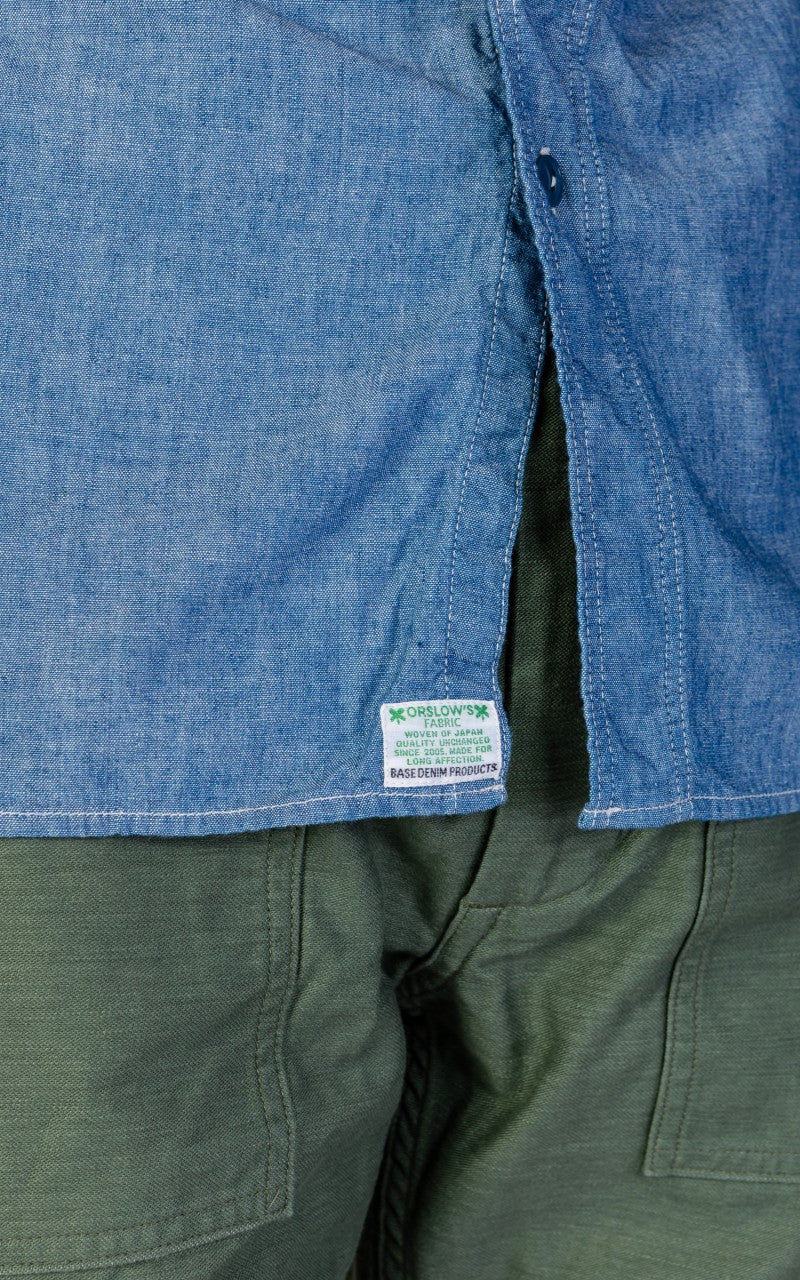 OrSlow Chambray Work Shirt Blue - Image 8