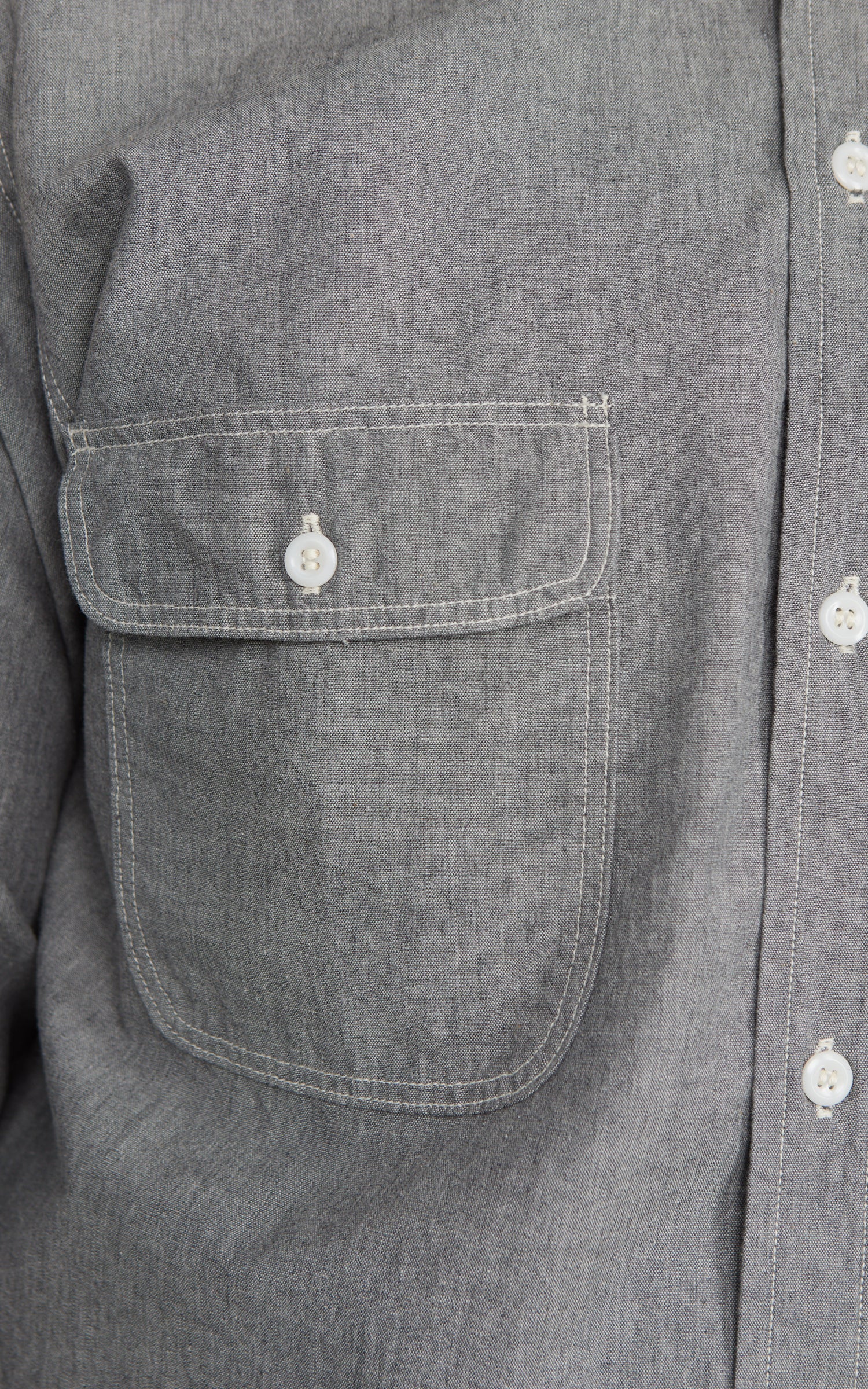 OrSlow Chambray Work Shirt Grey - Image 3