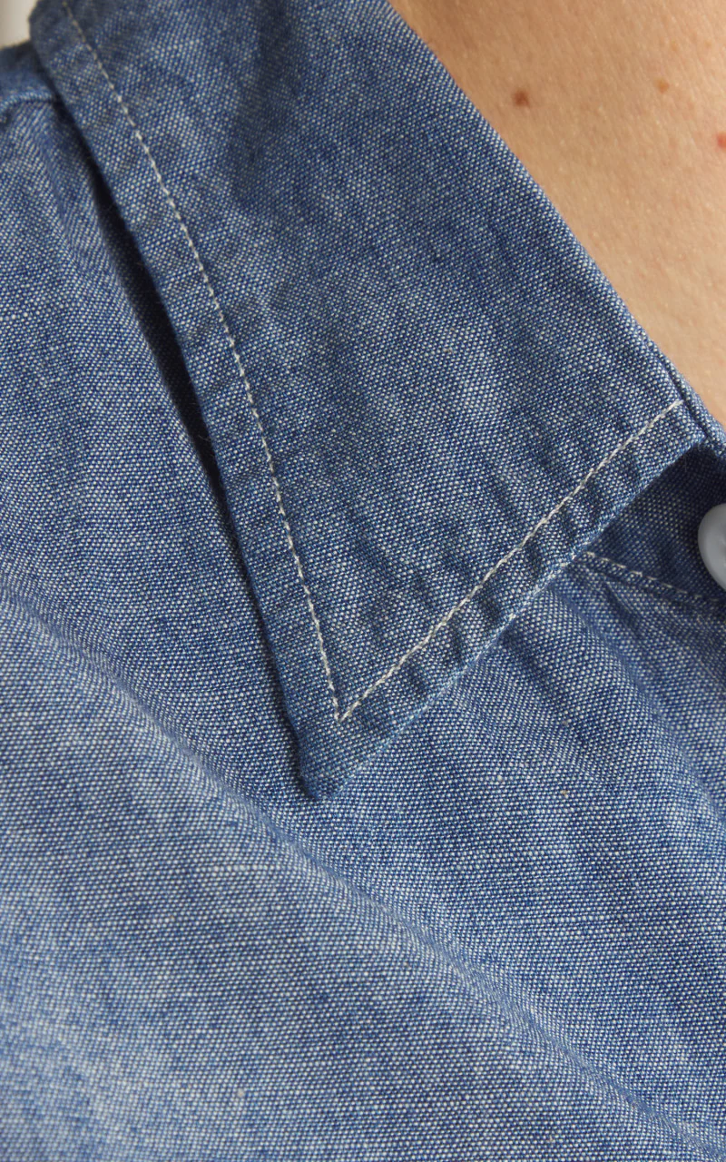 OrSlow Chambray Work Shirt Indigo Blue - Image 5
