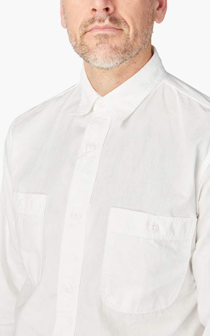 OrSlow Chambray Work Shirt White - Image 5