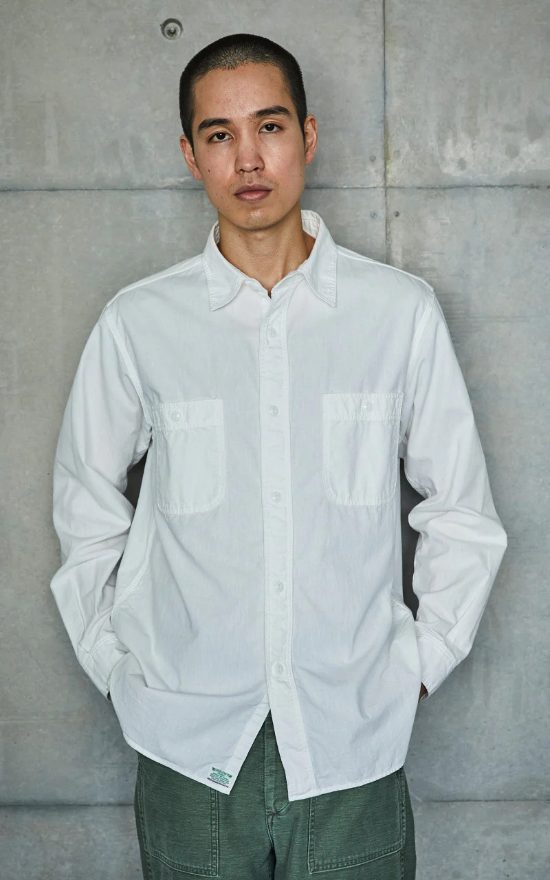 OrSlow Chambray Work Shirt White - Image 7