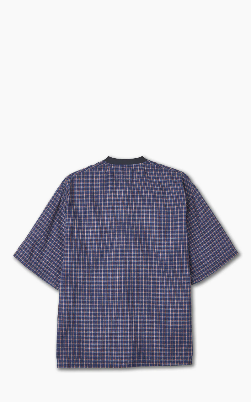OrSlow Cotton Linen Pullover Shirt Indigo Check - Image 3