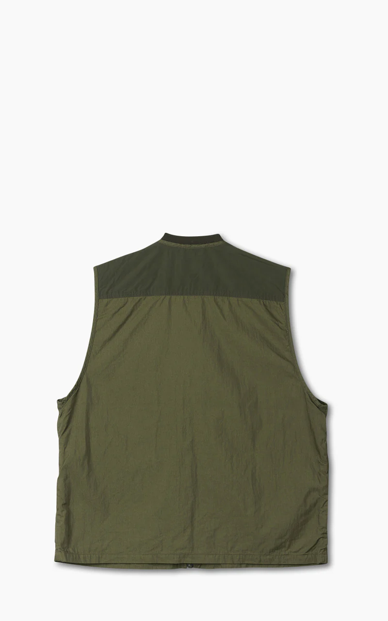 OrSlow Cotton Nylon Utility Vest Army Green - Image 3