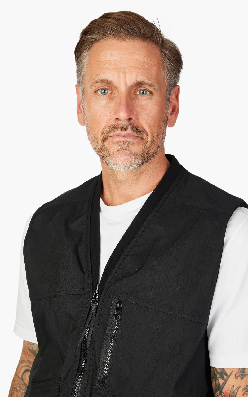 OrSlow Cotton Nylon Utility Vest Black - Image 5