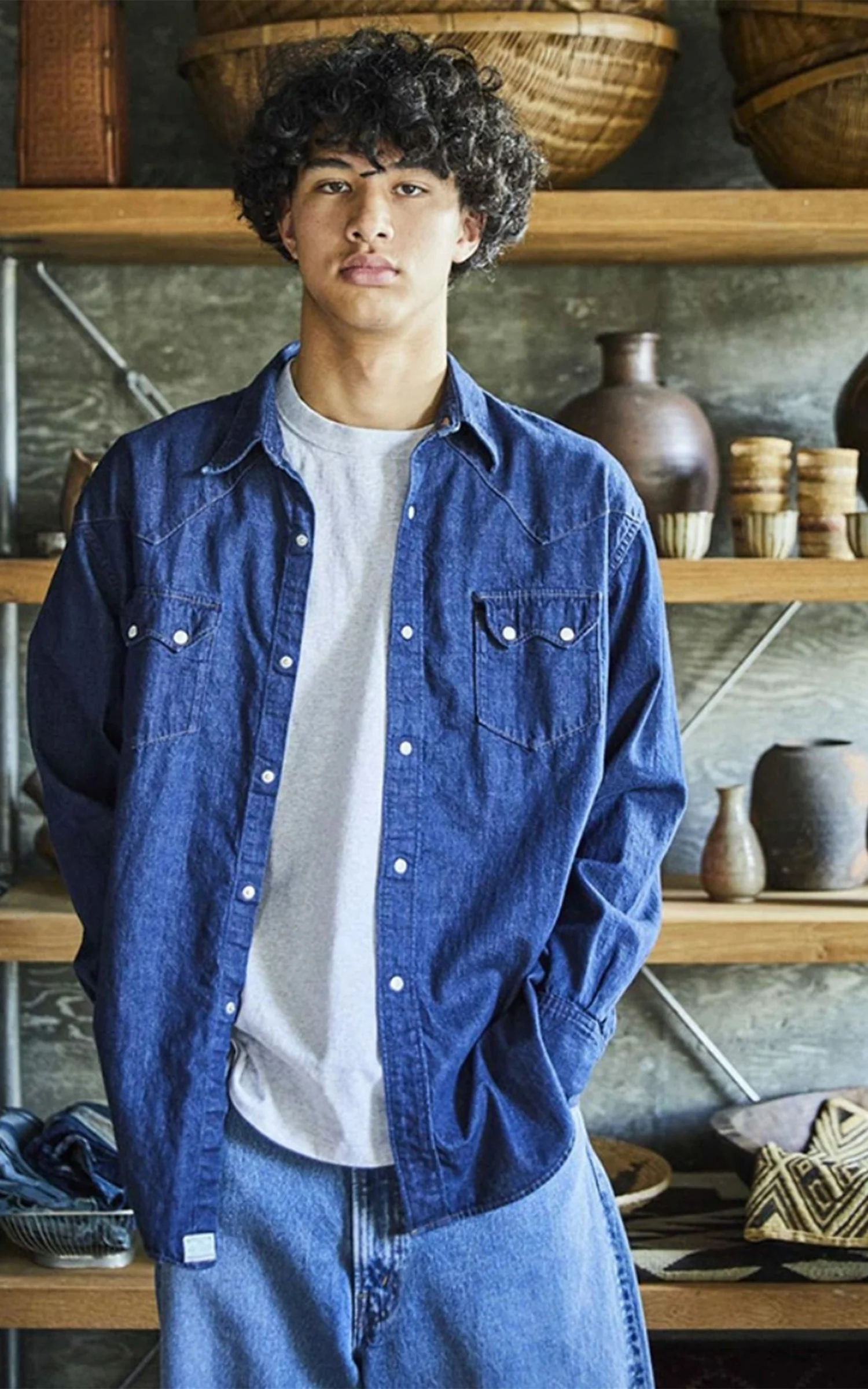 OrSlow Denim Western Shirt Indigo One Wash - Image 6