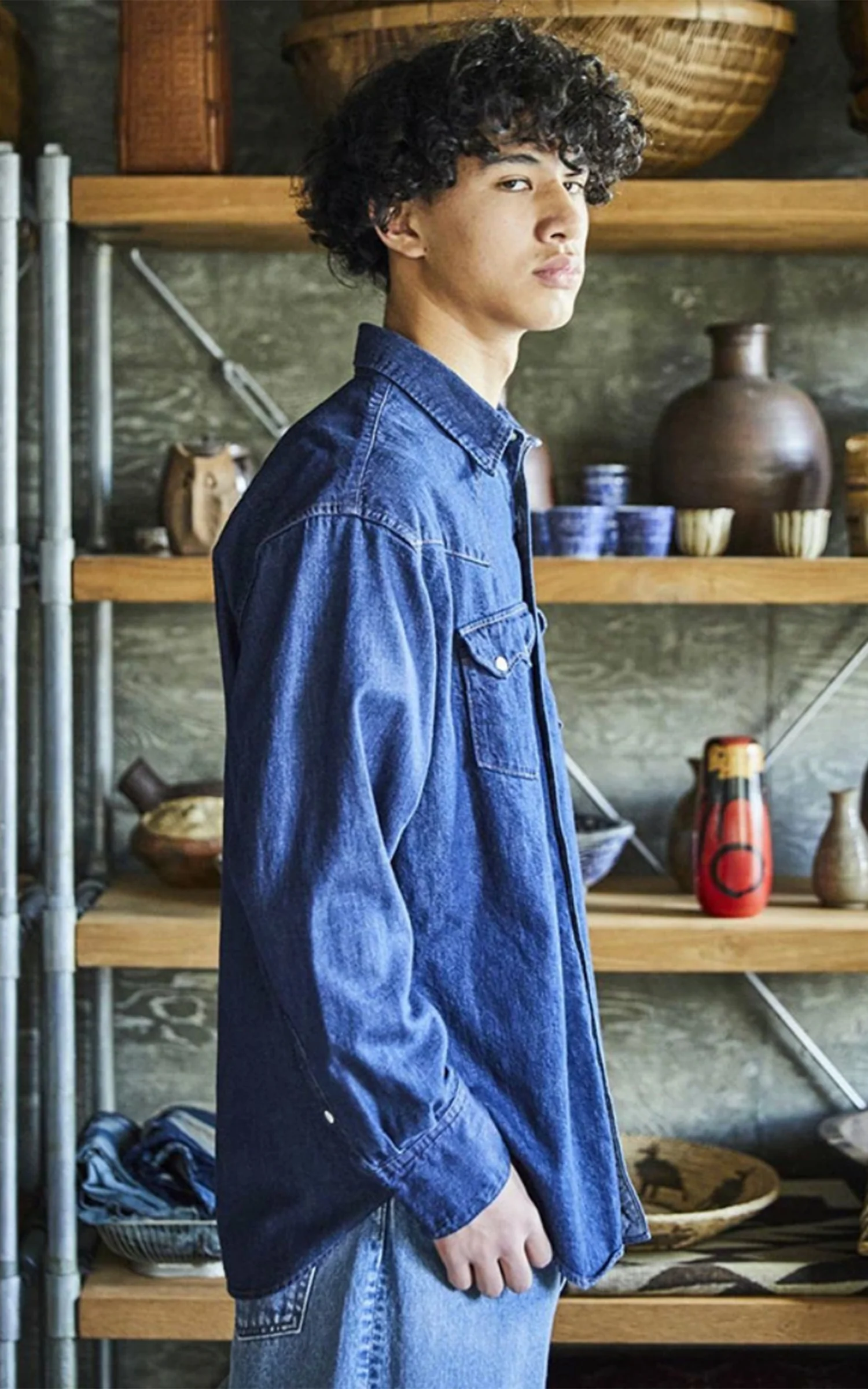 OrSlow Denim Western Shirt Indigo One Wash - Image 7