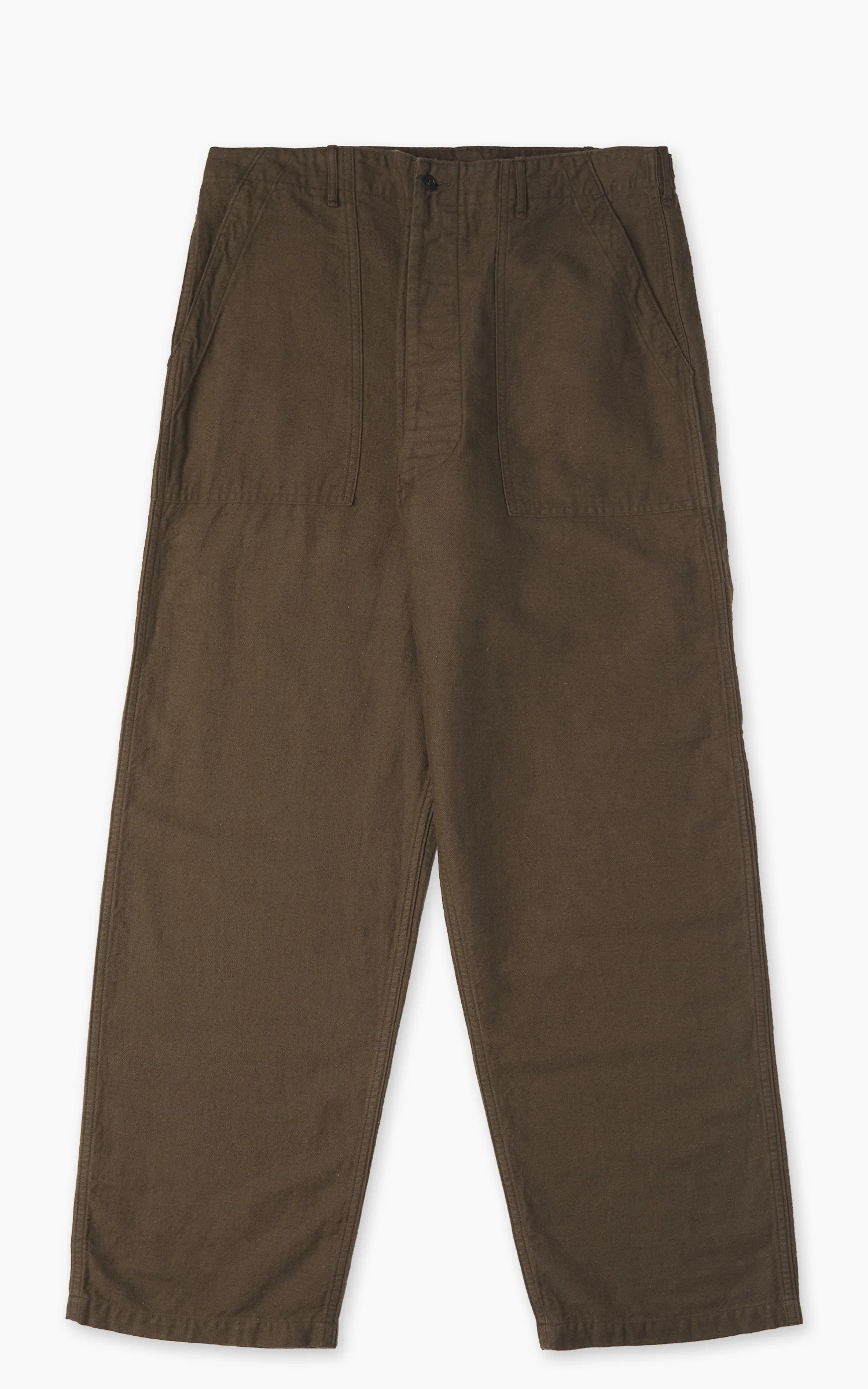 OrSlow Fatigue Pants Relax Fit Cotton Linen Moleskin Coffee Brown
